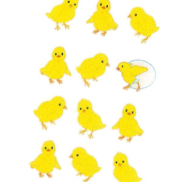 人気ショップが最安値挑戦 Sticker Fun ラメ入りシール ヒヨコ ひよこ 可愛い デコ キラキラ 軟らかい 厚盛りインク 日本製 奥山商会