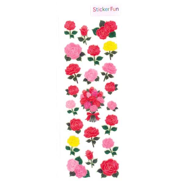 Sticker Fun ラメ入りシール バラ花束 薔薇 可愛い デコステッカー 軟らかい 厚盛りインク キラキラ 奥山商会 日本製 ありしろ雑貨店yahoo 店 通販 Yahoo ショッピング
