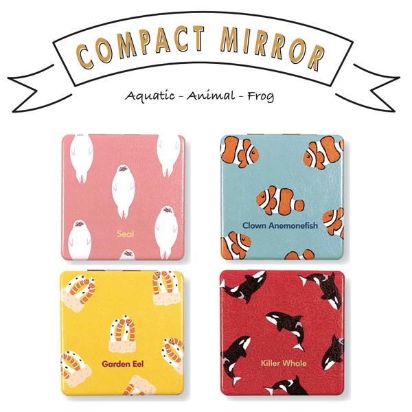 アクアチック コンパクトミラー 手鏡 海洋生物 アザラシ クマノミ チンアナゴ シャチ ワールド商事 Segurosaurora Com