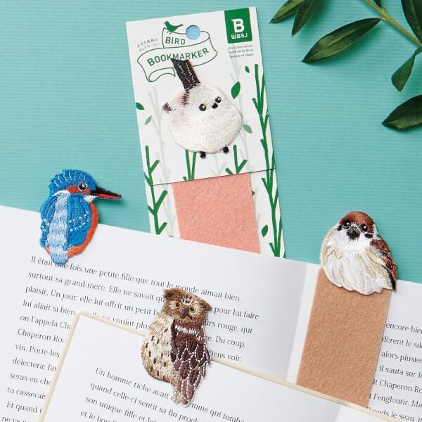 Bird Bookmarker 全4種 スズメ カワセミ シマエナガ シマフクロウ 刺繍 ブックマーカー 栞 しおり 可愛い 鳥グッズ
