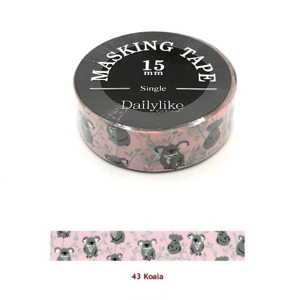 Dailylike 43 Koala 15mm マスキングテープ コアラ デコ 可愛い 人気ショップ マステ デコレクションズ 手帳 88%OFF