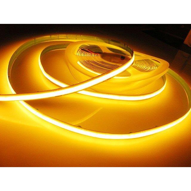 24V 5M 新型 柔軟 面発光 極薄 2mm COB LED テープライト アンバー 色