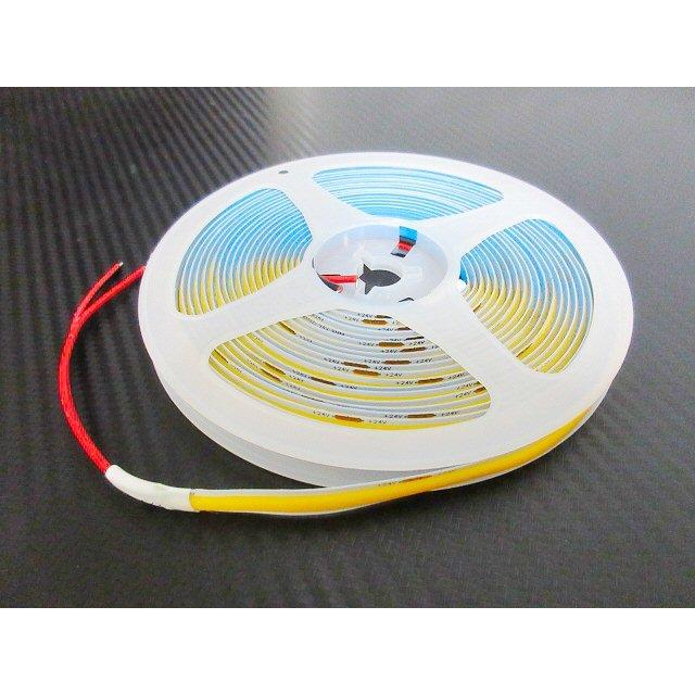24V 5M 新型 柔軟 面発光 極薄 2mm COB LED テープライト アンバー 色