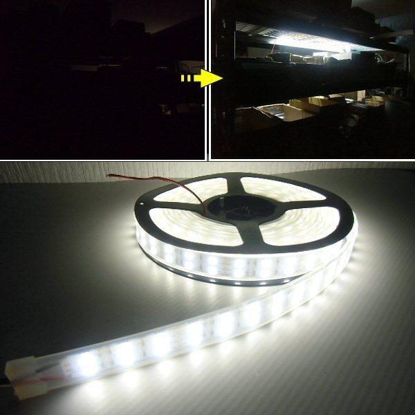 激白 24V 5M 劣化防止 防水カバー付 LED テープライト 白