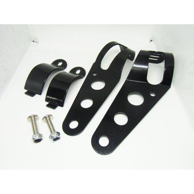 単車・バイク用/ヘッドライトステー2個セット/黒色ブラック/フロントフォーク38mm〜51mm対応(大) |  | 02