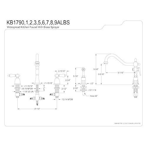 Kingston　Brass　KB1791ALBS　by　Polished　Centerset　Kitchen　Faucet,　Brass　Kingston　Heritage　Chrome　8-Inch