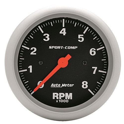 Auto　Meter　3991　3.375　in.　Sport-Comp　In-Dash　Electric　Tachometer,