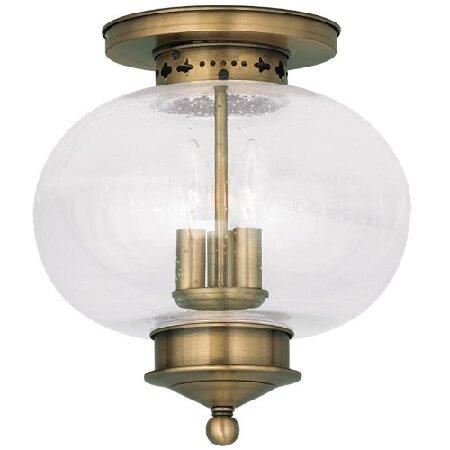 人気特価激安 Harbor 5037-01 Lighting 新品Livex 3-Light Brass Antique Mount, Ceiling 生活雑貨