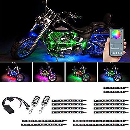 【高価値】 新品LEDGlow 14pc Bluetooth Advanced Million Color LED Motorcycle Accent Underlo 生活雑貨