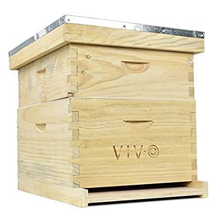 ファッション Frame 20 Beekeeping Complete 新品VIVO Beehive Lang Deep, 10 Medium, 10 Kit, Box 生活雑貨