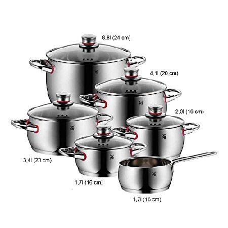 WMF　Quality　One　6-Piece　Hole　Set　Lids　Induction　with　Saucepan　Suitable　Saucepan　Polished　Cromargan　Steel　Steam　Cooking　Pot　Glass　Stainless　for