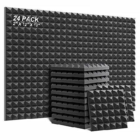 買い保障できる 新品24 Pack Acoustic Foam Panels 2 Inches Thick Sound Proof Padding for Wall Py 生活雑貨