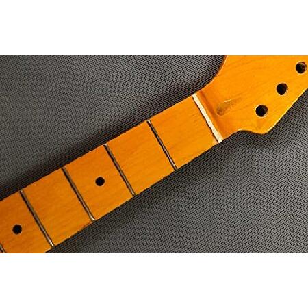 注目の fingerboard 25.5"Maple 22frets neck guitar hand 新品Left dot gloss yellow Inlay 生活雑貨