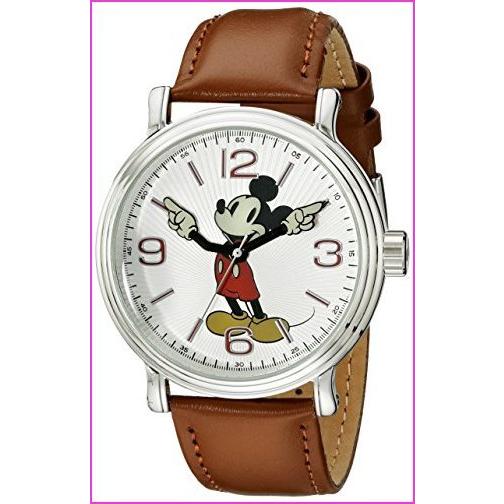 超目玉 期間限定 Disney ディズニー メンズ ミッキーマウス腕時計 ブラックバンド ブラウンレザー 並行輸入品 安心の日本製 Scady Cl