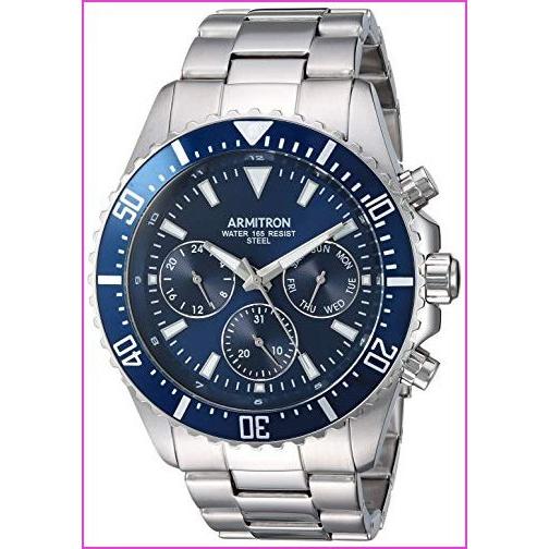 Armitron メンズ多機能ブレスレットウォッチ シルバー ブルー メンズ多機能ブレスレットウォッチ ストアariの