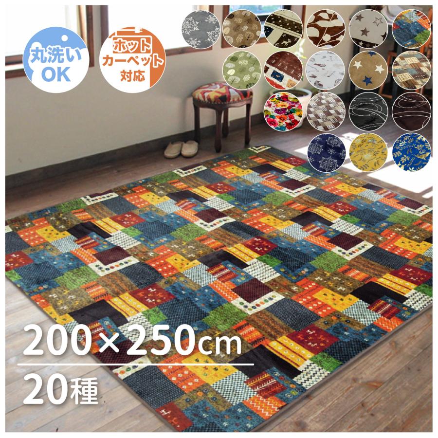 ホットカーペット3帖、ホットカーペット対応ラグ200×250セット売り 選べる12柄 ラグ 3畳 200×250 190×240 消臭 洗える 子供部屋 リビング
