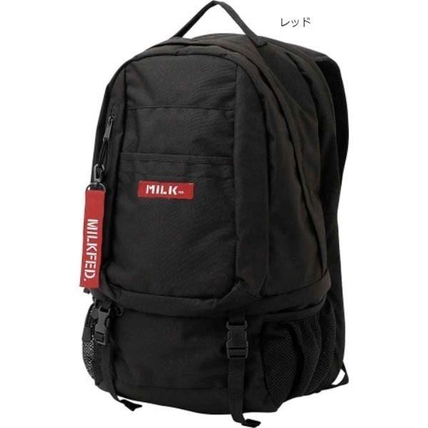 リュック 最安 ミルクフェド 正規品 MILKFED 大容量 通学 NEO BIG BACKPACK BAR 03182085 バックパック 黒 ノートパソコン 赤｜ariel｜03