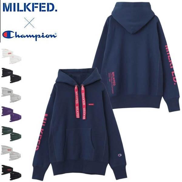セール パーカー チャンピオン ミルクフェド Milkfed Champion Logo Tape Sweat Hoodie コラボ スウェット フーディ メンズ レディース Ariel Milkfed 通販 Yahoo ショッピング