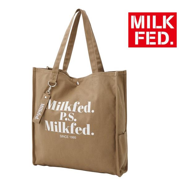 トートバッグ バッグ キャンバス ミルクフェド MILKFED DIDONE LOGO BIG TOTE 103203053014 鞄 トート 白 赤｜ariel｜03