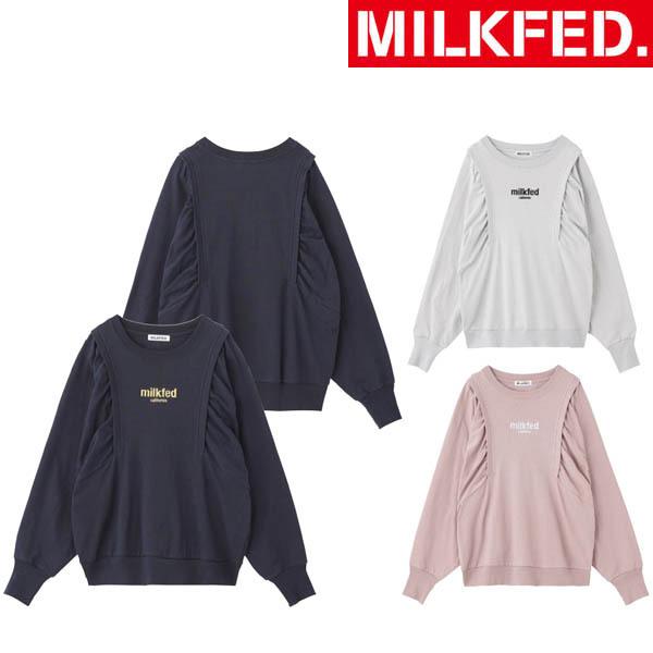 トップス レディース ミルクフェド MILKFED GATHERED SLEEVE TOP 103214013007 カットソー ギャザートップ 長袖｜ariel