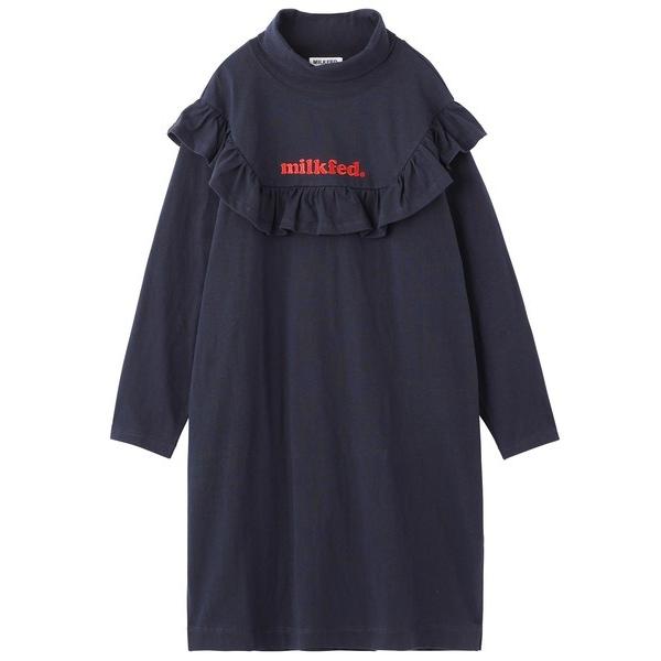 新品　MILKFED ミルクフェド　RUFFLE SLEEVE TUNIC MILKFED.（ミルクフェド） ワンピース MILKFED TURTLE NECK RUFFLE