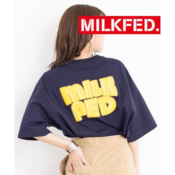 tシャツ Tシャツ ティシャツ ミルクフェド MILKFED WIDE SS TEE POP LOGO 103222011005 レディース ティーシャツ ポップ ロゴ ストリート｜ariel