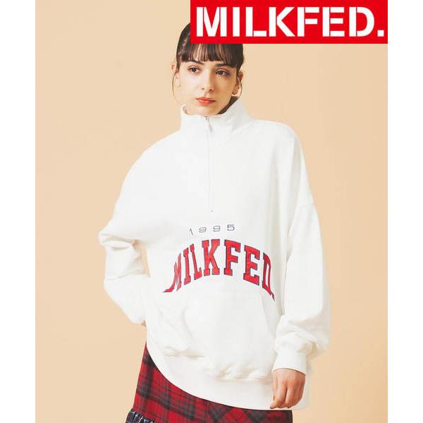 スウェット スエット ミルクフェド MILKFED HALF ZIP BIG SWEAT TOP 103223012001 トレーナー レディース 長袖 ブランド ロゴ