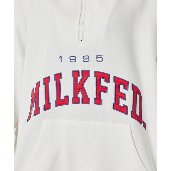スウェット スエット ミルクフェド MILKFED HALF ZIP BIG SWEAT TOP 103223012001 トレーナー レディース 長袖 ブランド ロゴ MILKFED. スウェット スエット ミルクフェド MILKFED HALF ZIP