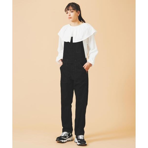 ☆ミルクフェド☆超美品☆両面ロゴストレッチクロップドデニムオーバーオールM☆ MILKFED. オーバーオール サロペット ミルクフェド CORDUROY