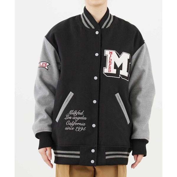 スタジャン ジャケット ミルクフェド MILKFED VARSITY JACKET ブルゾン アウター スタジアムジャンパー レディース 緑 ネイビー