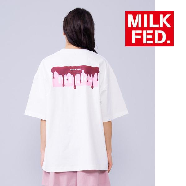 tシャツ Tシャツ ミルクフェド MILKFED MELT BAR LOGO WIDE SS TEE 103231011047 ホワイト ブラック｜ariel｜04