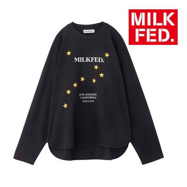 tシャツ Tシャツ ミルクフェド MILKFED CONSTELLATION RAGLAN LS TOP 103231013006 ホワイト 長袖 黒｜ariel｜03