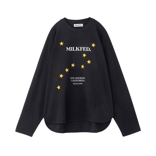 tシャツ Tシャツ ミルクフェド MILKFED CONSTELLATION RAGLAN LS TOP 103231013006 ホワイト 長袖 黒｜ariel｜06