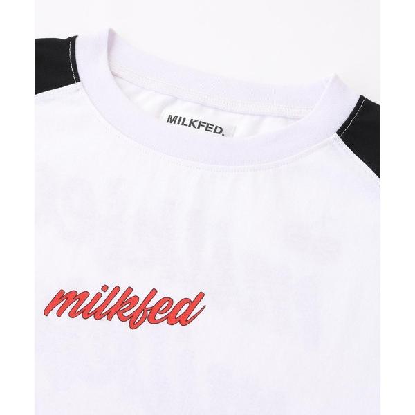 tシャツ Tシャツ ミルクフェド MILKFED SLANTED LOGO TOP 103232013012 レディース 白 ブラック 黒｜ariel｜08