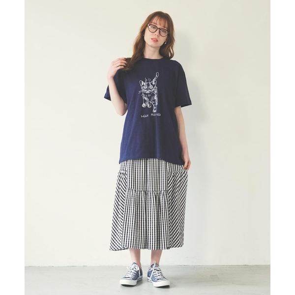 スカート ロングスカート ミルクフェド MILKFED GINGHAM TIERED SKIRT ギンガムチェック 黒 茶色 水色 夏 夏もの 茶｜ariel｜19