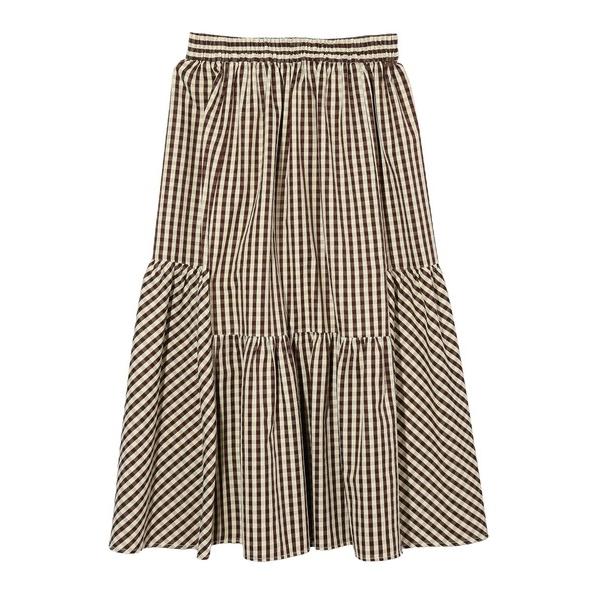 スカート ロングスカート ミルクフェド MILKFED GINGHAM TIERED SKIRT ギンガムチェック 黒 茶色 水色 夏 夏もの 茶｜ariel｜08