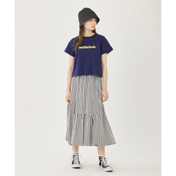 スカート ロングスカート ミルクフェド MILKFED GINGHAM TIERED SKIRT ギンガムチェック 黒 茶色 水色 夏 夏もの 茶｜ariel｜12