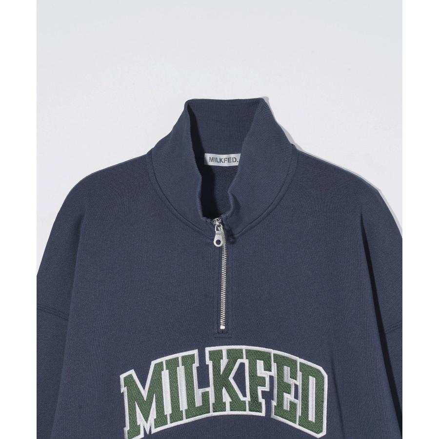 MILKFED.（ミルクフェド） スウェット MILKFED COLLEGE LOGO HALF ZIP