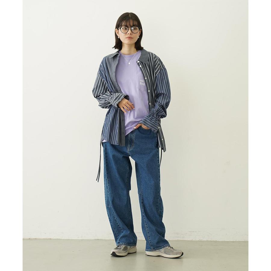 シャツ ブラウス ミルクフェド MILKFED STRIPED SHIRRING SHIRT レディース 黒 ブラック セール】STRIPED SHIRRING SHIRT（シャツ/ブラウス）｜MILKFED