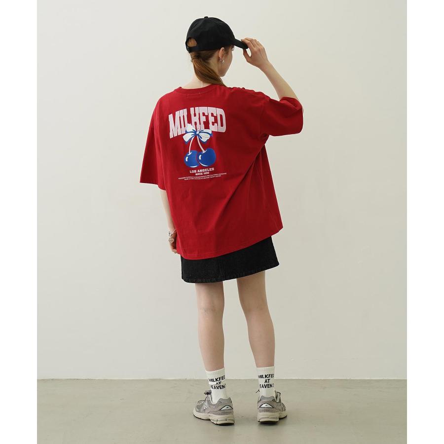 tシャツ Tシャツ ミルクフェド MILKFED ICE CREAM WIDE SS TEE レディース ブランド 黒 夏 ブラック さくらんぼ リボン MILKFED. tシャツ Tシャツ ミルクフェド MILKFED ICE CREAM WIDE