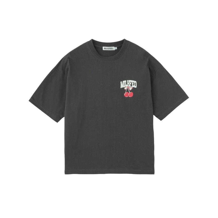 tシャツ Tシャツ ミルクフェド MILKFED ICE CREAM WIDE SS TEE レディース ブランド 黒 夏 ブラック さくらんぼ リボン MILKFED. tシャツ Tシャツ ミルクフェド MILKFED ICE CREAM WIDE