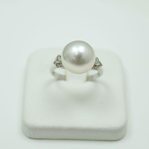 公式 グッズ 真珠 指輪 パール リング 白蝶真珠 南洋真珠 11mm-12mm ホワイトカラー ダイヤモンド 0.20ct 18金ホワイトゴールド K18WG 10413 【QGW1846834803】(64515円)