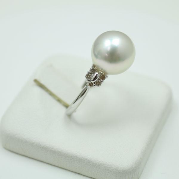 公式 グッズ 真珠 指輪 パール リング 白蝶真珠 南洋真珠 11mm-12mm ホワイトカラー ダイヤモンド 0.20ct 18金ホワイトゴールド K18WG 10413 【QGW1846834803】(64515円)