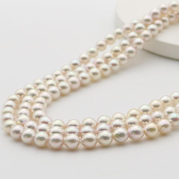 真珠 パール ロング ネックレス あこや真珠 ロング パール ネックレス 7mm-7.5mm 120cm ホワイトカラー シルバー アコヤ本真珠 カジュアル10582の画像