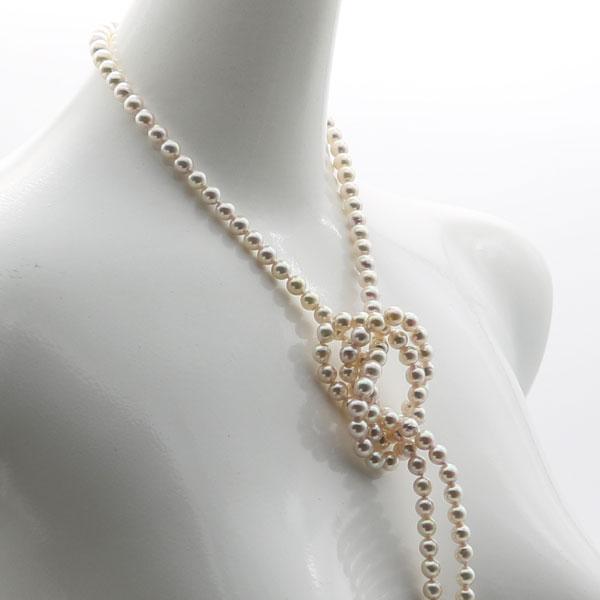 真珠 パール ロング ネックレス あこや真珠 ロング パール ネックレス 7mm-7.5mm 120cm ホワイトカラー シルバー アコヤ本真珠 カジュアル10582の画像