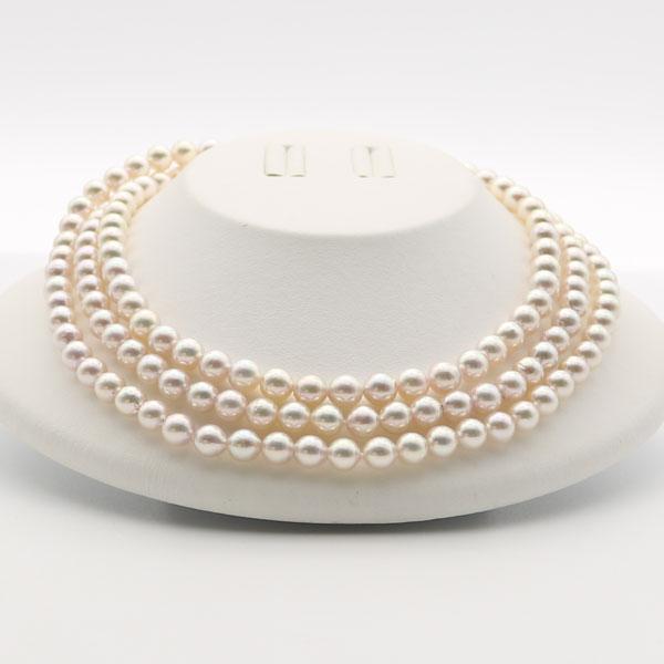 真珠 パール ロング ネックレス あこや真珠 7.5mm-8mm 120cm
