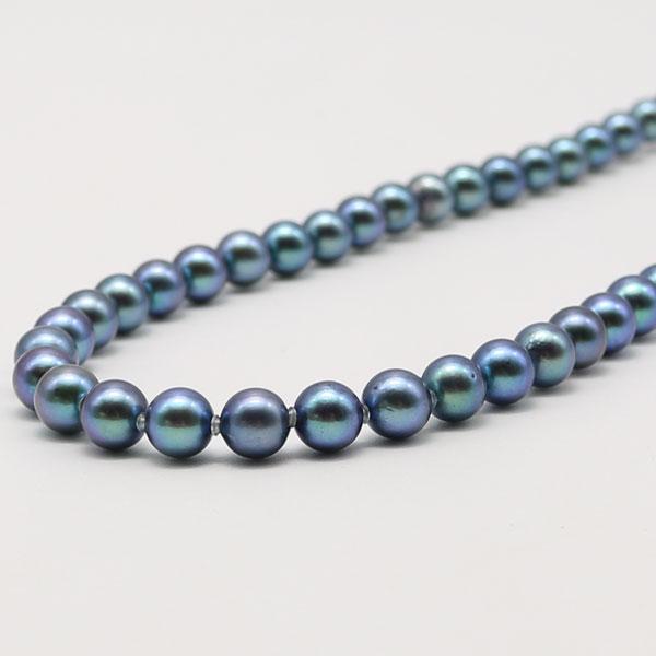 真珠 パール ネックレス あこや真珠 パールネックレス 7mm-7.5mm 黒