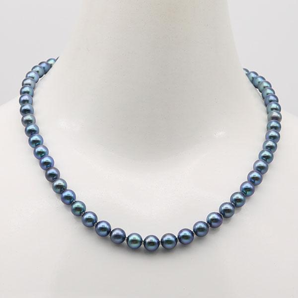 真珠 パール ネックレス あこや真珠 パールネックレス 7mm-7.5mm 黒