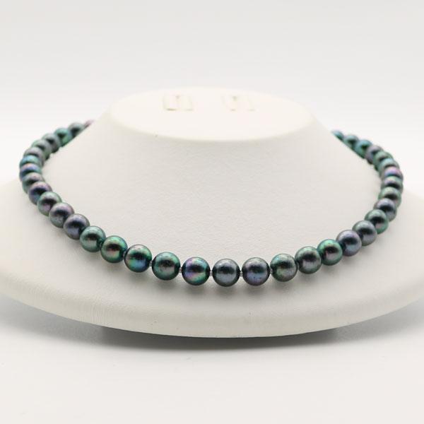 真珠 パール ネックレス あこや真珠 パールネックレス 8.5mm-9mm 黒