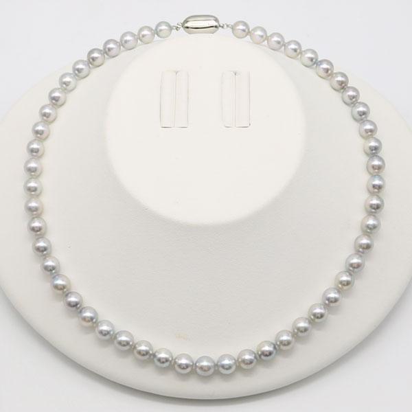 真珠 ネックレス あこや真珠 パール 7.5mm-8mm ナチュラル グレー